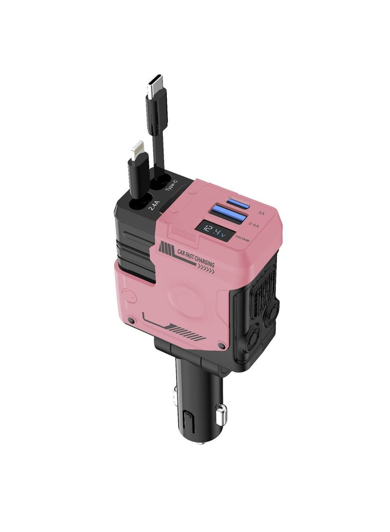سيارة شاحن سيارة دعم 120W سوبر شحن سريع فلاش قابل للسحب خط شحن أربعة في واحد - Image 2
