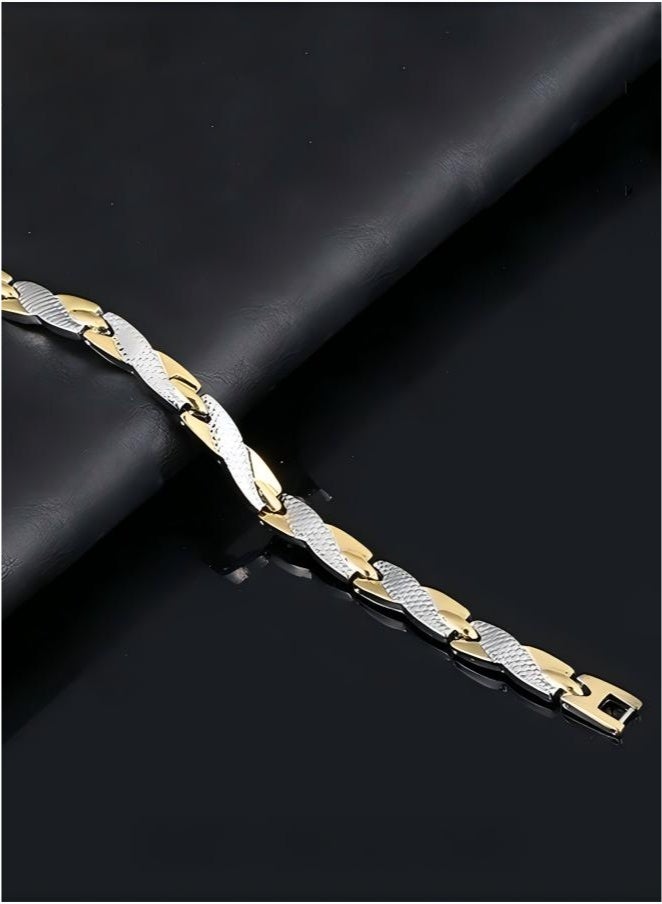 Chic Magnetic Dragon Textured Bracelet Fashionable Geometric Detachable Cuff Bangle Multicolor Casual Wrist Jewelry Gift for Men Father Brother Gold/Silver - Image 4