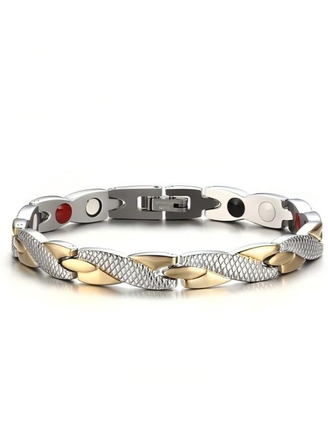 Chic Magnetic Dragon Textured Bracelet Fashionable Geometric Detachable Cuff Bangle Multicolor Casual Wrist Jewelry Gift for Men Father Brother Gold/Silver - Image 1