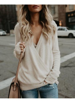 Women's Spring Wool Long-sleeved Big V-neck Long-sleeved T-shirt Women's Loose Clothing