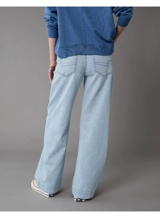 امريكان ايجل AE Dreamy Drapey Stretch Super High-Waisted Baggy Wide-Leg Jean