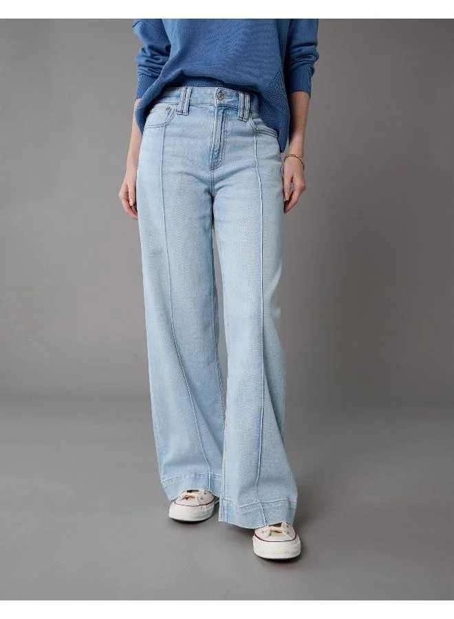 امريكان ايجل AE Dreamy Drapey Stretch Super High-Waisted Baggy Wide-Leg Jean
