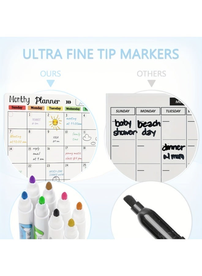 3PCS Magnetic Dry Erase Calendar Set - Monthly/Weekly/Daily Notepads with 8 Markers & 1 Eraser for Refrigerator, Wall & Fridge Organization - Image 5