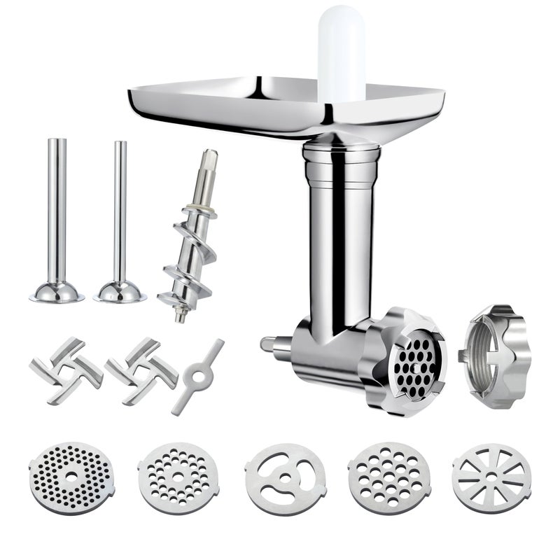 Aligat Metal Food Grinder Attachment for KitchenAid Stand Mixers Includes Sausage Stuffer TubesDurable Meat Grinder Food Processor Attachment for kitchenAidwith a Wealth of Accessories