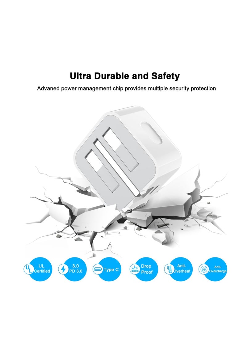 20W Fast Charger Cable and Plug Charge Compatible with iPhone 16/16 Pro/16 Pro Max/16 Plus/15, New iPhone Charging USB Type C PD Plug UK with USB C to C Lead - Image 3
