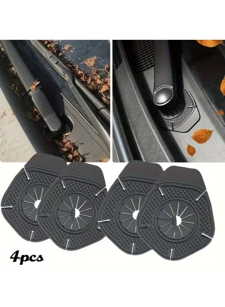 Uliova 4PCS Car Wiper Protector Silicone Wiper Arm Cover Dust Leaf Protection Universal Fit Black - Image 1