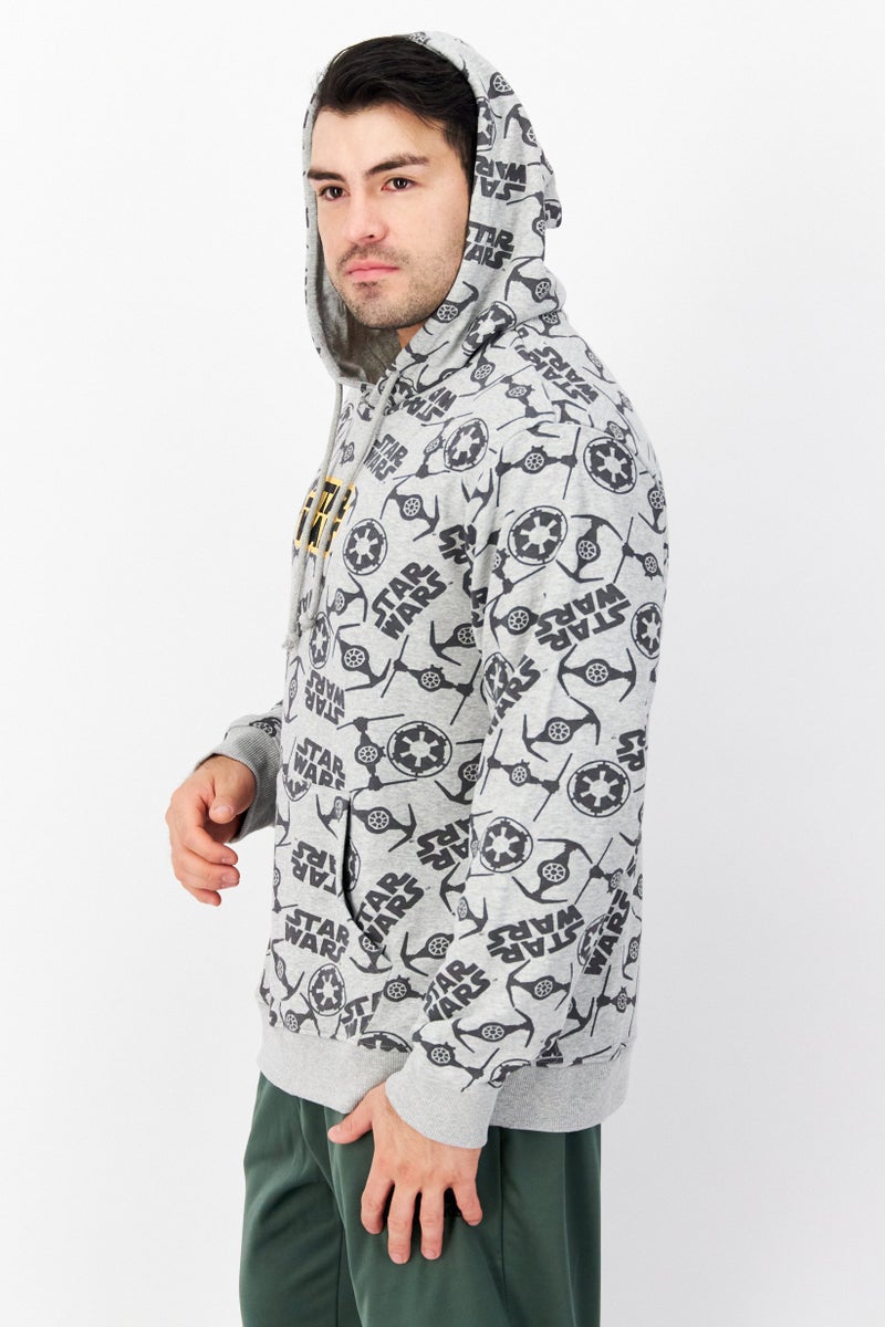 STAR WARS Men Allover Print Hooded Sweatshirt, Grey - Image 2