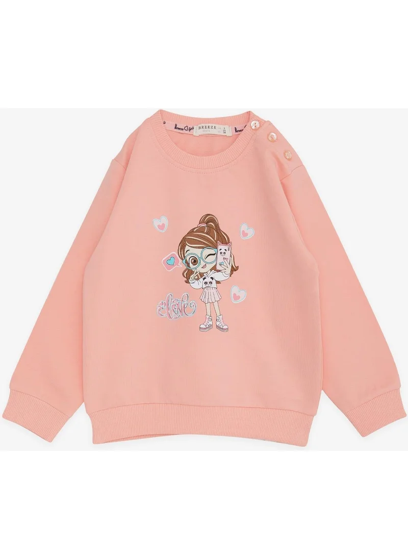 Breeze Girl's Sweatshirt Cool Girl Printed 1.5-5 Years, Salmon