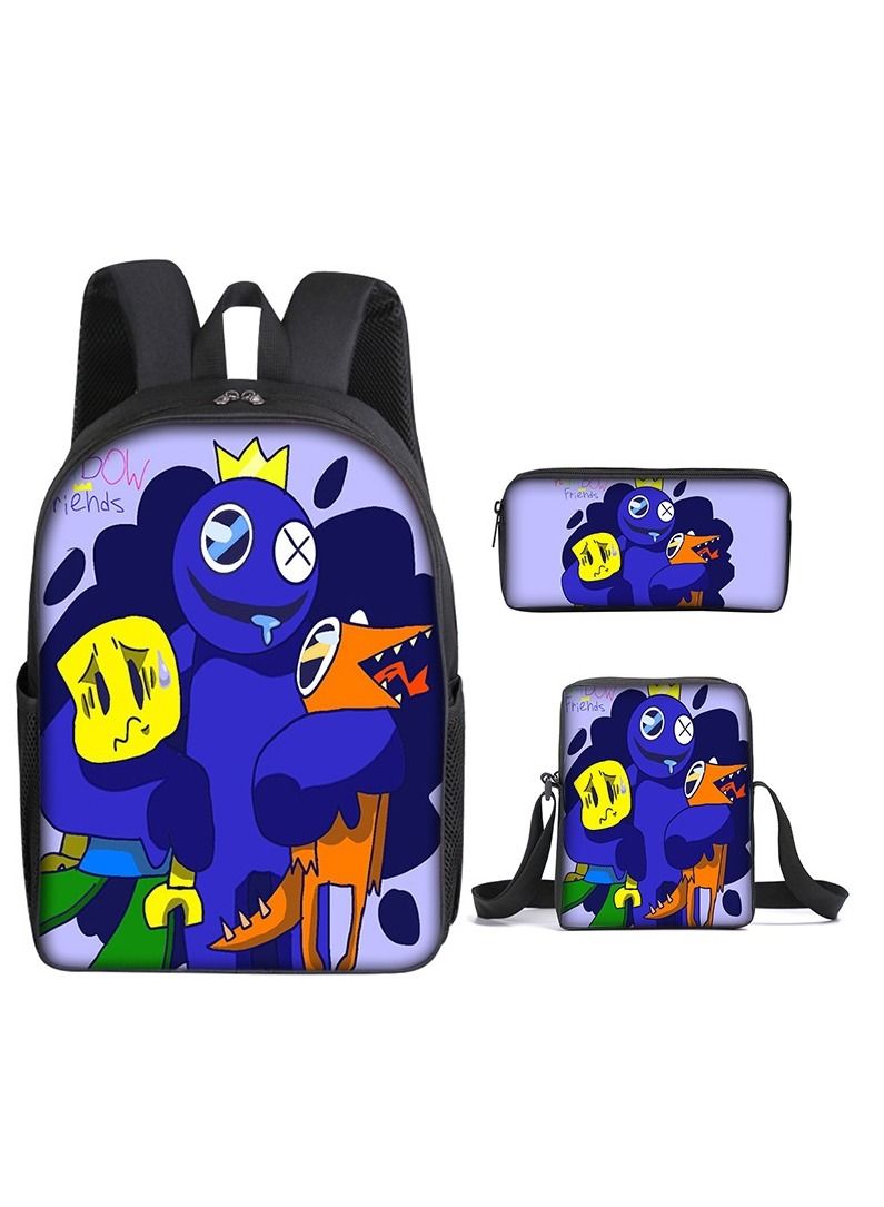 Y&D 3-Piece Rainbow Friends 3D Print Insulated Lunch Backpack Set Multicolour