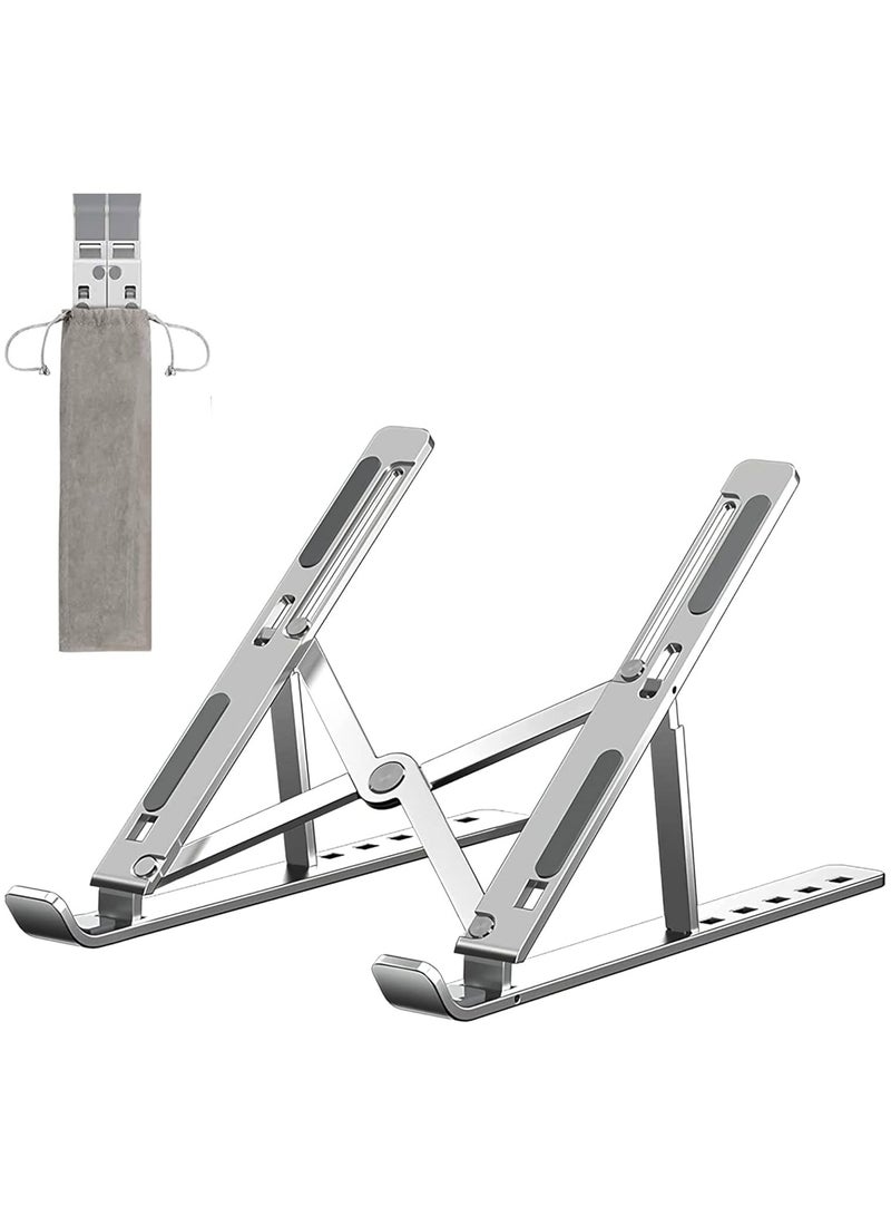 حامل لابتوب قابل للتعديل، حامل لابتوب محمول من الالومنيوم للمكتب، حامل دعم كمبيوتر تبريد قابل للطي وجيد التهوية لاجهزة ابل ماك بوك برو / اير واتش بي وسوني وديل والمزيد 10-17 انش - Image 1