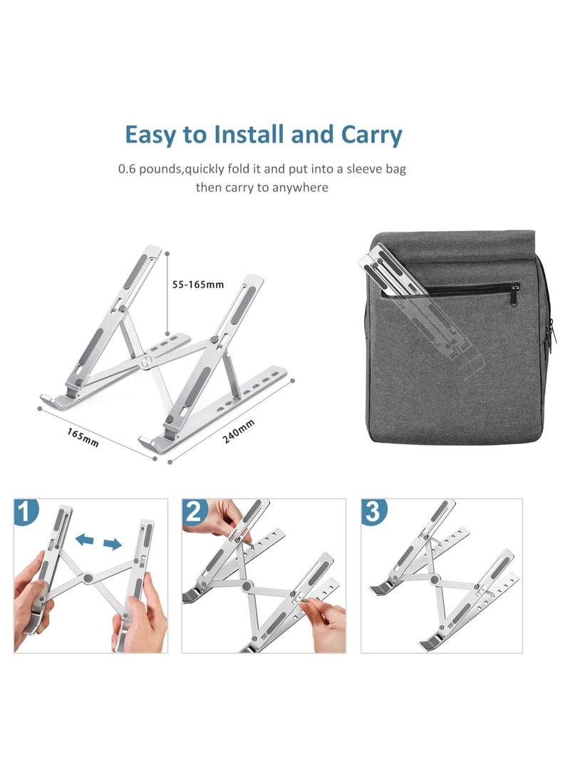 حامل لابتوب قابل للتعديل، حامل لابتوب محمول من الالومنيوم للمكتب، حامل دعم كمبيوتر تبريد قابل للطي وجيد التهوية لاجهزة ابل ماك بوك برو / اير واتش بي وسوني وديل والمزيد 10-17 انش - Image 3