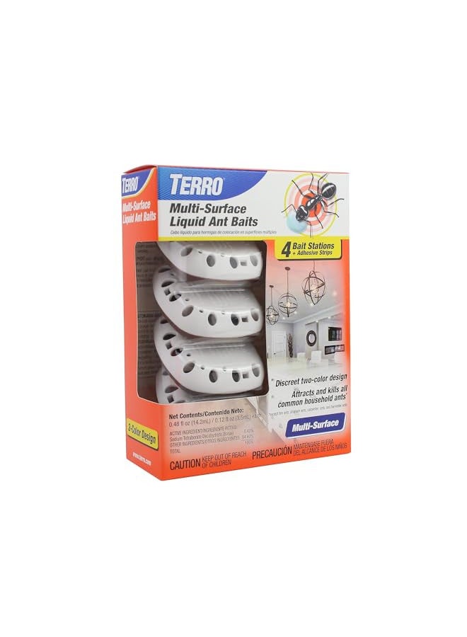 TERRO T334B Indoor Multi-Surface Liquid Ant Bait and Ant Killer - 4 Discreet Ant Bait Stations - Kills Common Household Ants - Image 1