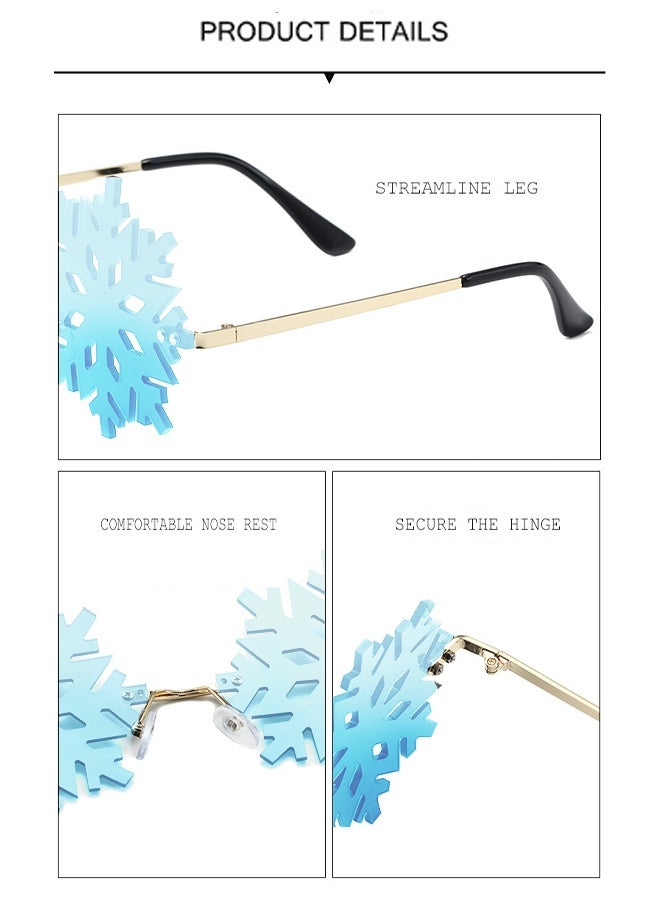 نظارات شمسية على شكل ندفة الثلج للنساء والرجال - نظارات ثلجية مبتكرة بدون إطار، إكسسوارات حفلات عيد الميلاد والمهرجانات - Image 4