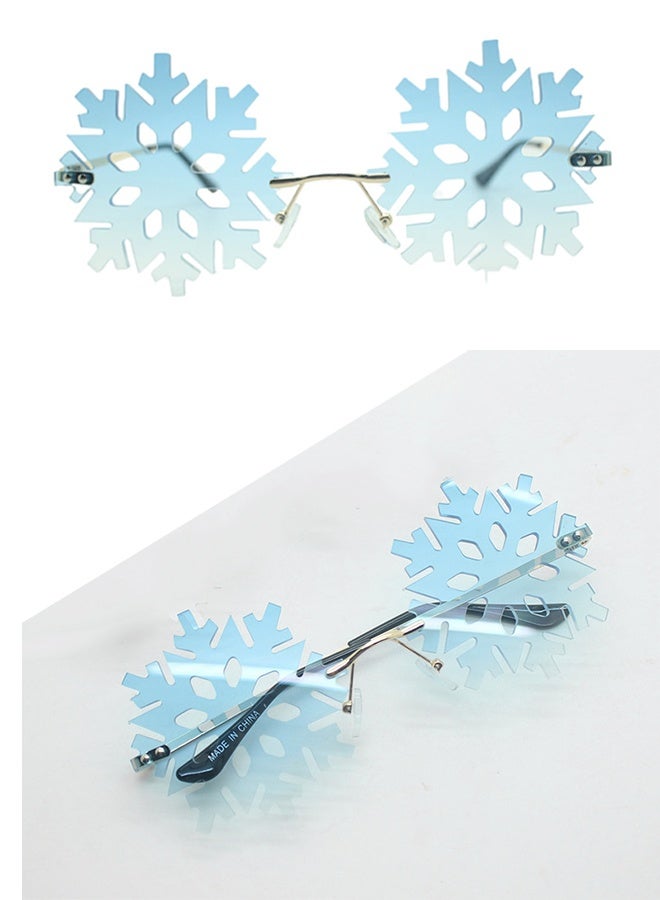 نظارات شمسية على شكل ندفة الثلج للنساء والرجال - نظارات ثلجية مبتكرة بدون إطار، إكسسوارات حفلات عيد الميلاد والمهرجانات - Image 2