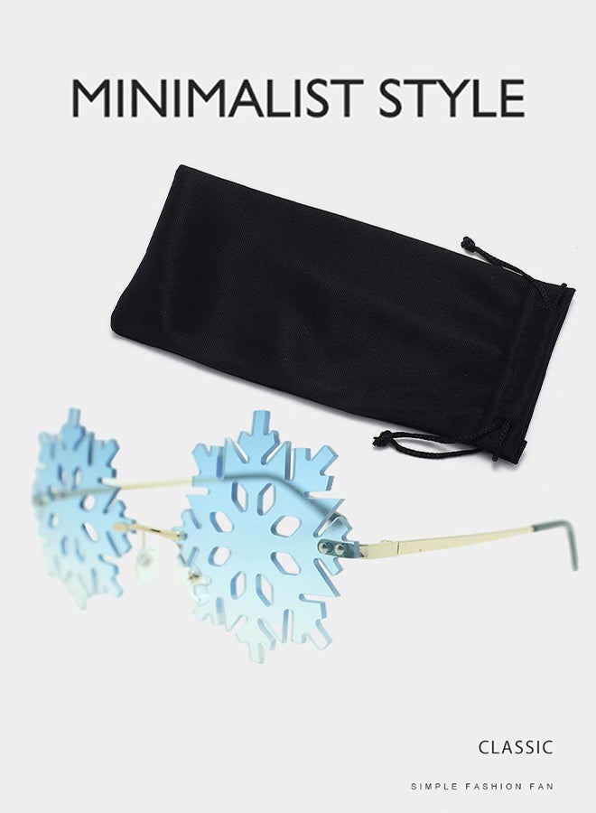 نظارات شمسية على شكل ندفة الثلج للنساء والرجال - نظارات ثلجية مبتكرة بدون إطار، إكسسوارات حفلات عيد الميلاد والمهرجانات - Image 1