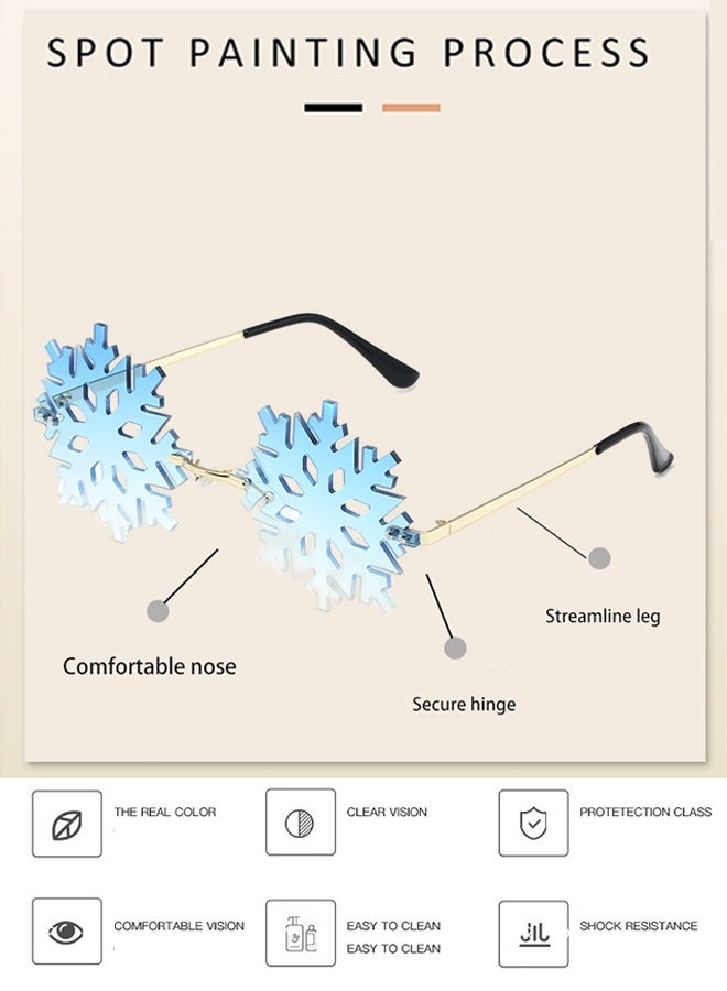 نظارات شمسية على شكل ندفة الثلج للنساء والرجال - نظارات ثلجية مبتكرة بدون إطار، إكسسوارات حفلات عيد الميلاد والمهرجانات - Image 5