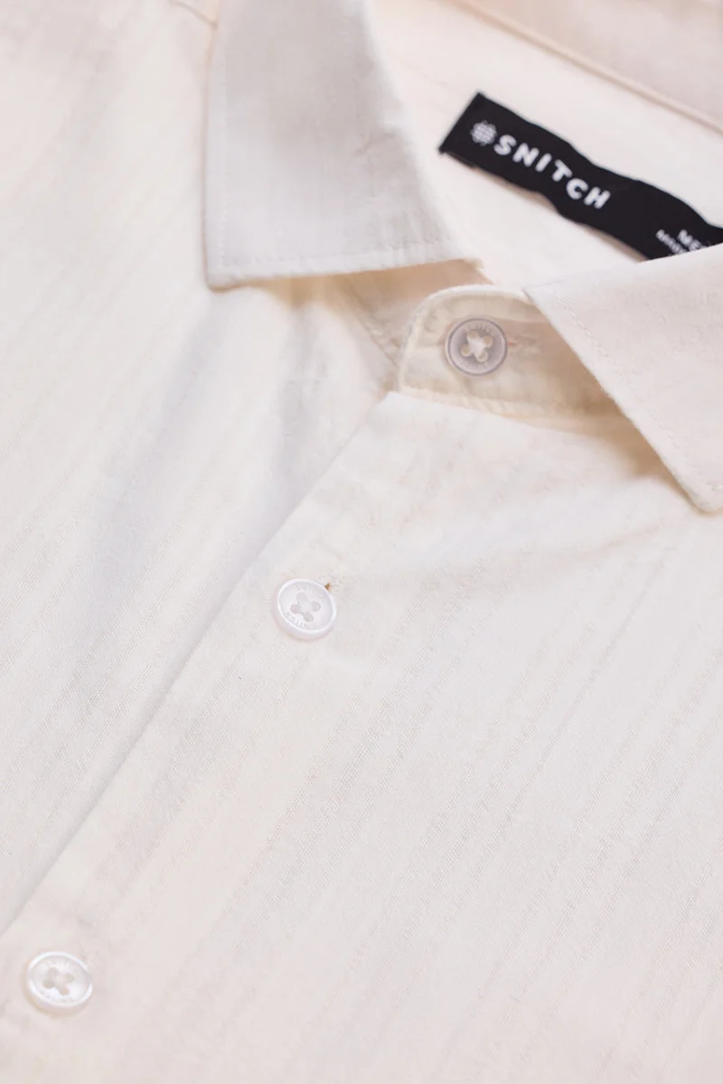 SNITCH Cream Slim Fit Stripes Shirt