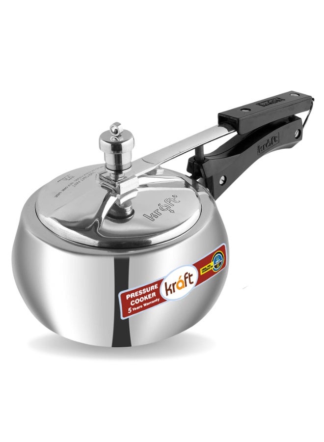 Kraft Stylo Handi Shaped Aluminium Inner Lid Pressure Cooker - 5.5 Litre, Induction Friendly, ISI Certified, Silver - Image 2