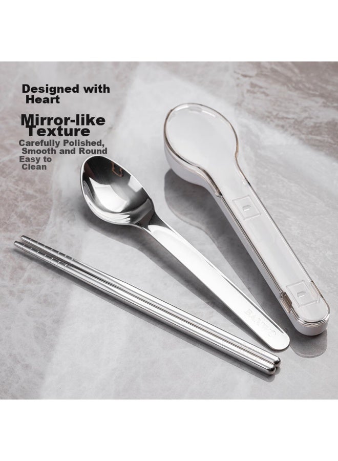 Semi-material life Banwu Shenghuo 304 Stainless Steel Portable Cutlery Chopsticks And Spoon Set, Cutlery Box For Home, Students, Children, And Adults, Travel Cutlery - Image 5