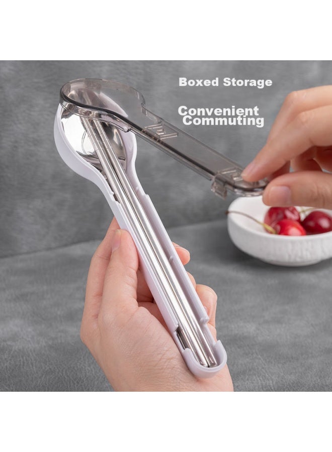 Semi-material life Banwu Shenghuo 304 Stainless Steel Portable Cutlery Chopsticks And Spoon Set, Cutlery Box For Home, Students, Children, And Adults, Travel Cutlery - Image 3