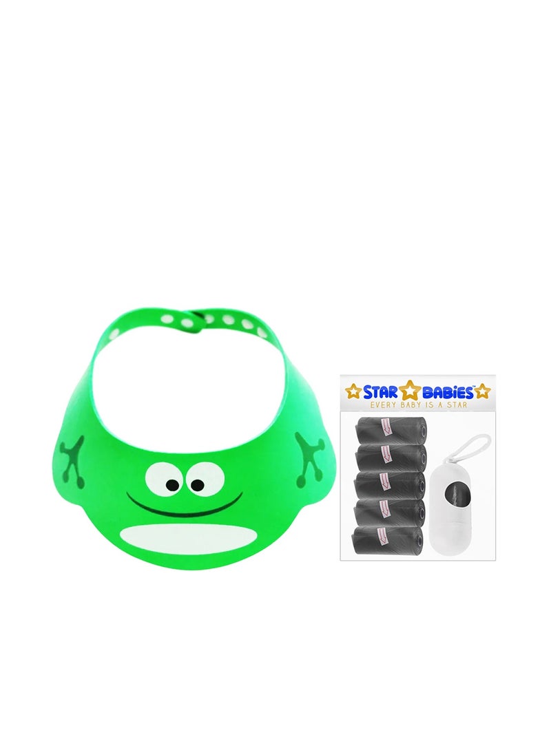 STAR BABiES Star Babies - Combo Pack of 2- Kids Shower Cap with Scented Bag (5 Pcs w/Dispenser) - Green/Black  - Image 1
