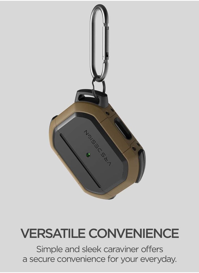 VRS Design - Active for Airpods Pro Case Cover with Carabiner - Sahara Khaki - Image 1