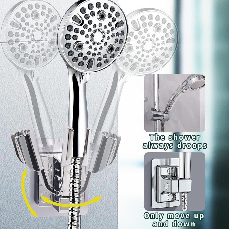 Excefore Shower Head Holder, 2 Pcs Adjustable Shower Bracket, No Drilling Strong Paste Shower Holder, Wall Mount Shower Head Holder, Silver - Image 2