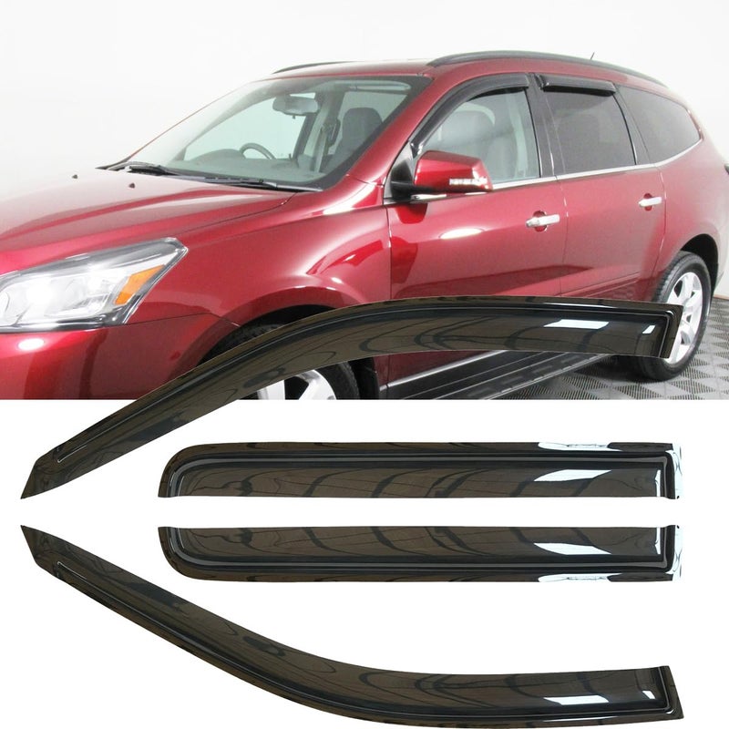 4pcs Original Shatterproof Rainproof Side Window Wind Deflectors for Chevrolet 20092017 TraverseTape on Rain Guards SetsNice Looking Window Visors for CarsVent Deflector for Traverse 0917 94161