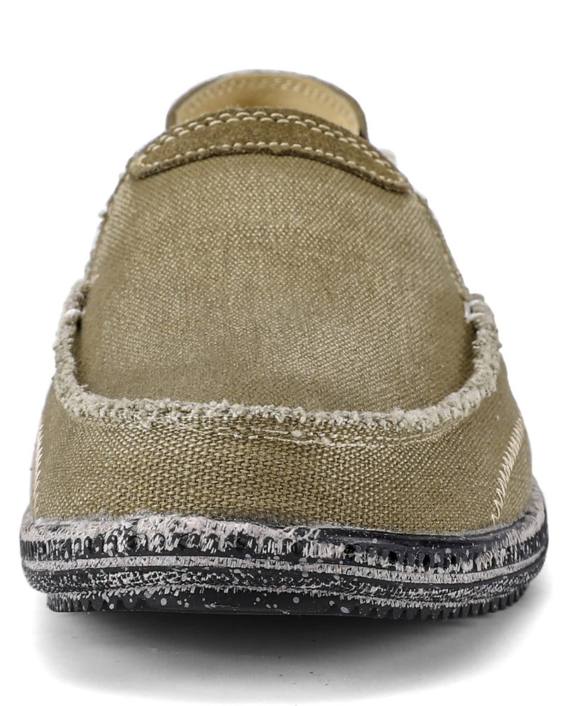 VILOCY Mens Slip on Deck Shoes Zero Drop Casual Canvas Loafer Vintage Flat Boat Shoes Green US10.5 EU44 - Image 2