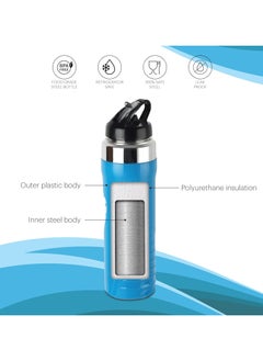 Cello PURO STEEL X GLAD 800ml Insulated Water Bottle, 100% Food Grade, BPA Free, 18/8 Stainless Steel, Blue  - Image 3
