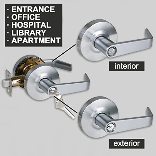 HISAFE Keyed Entry Grade 2 Commercial Door Locks Heavy Duty Office Door Lever, Non-Handed, UL 3 Hour Fire Rated, ADA Compliant, Satin Chrome Finish 26D, 2-3/4''Backset X-XG-ET-70 - Image 5