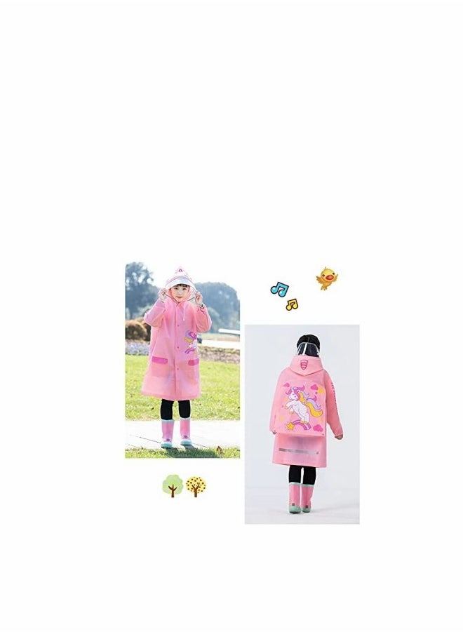 Generic - Kids Rain Poncho, Children's raincoats, Kids Raincoat Girls Boys Reusable Rain Poncho Jacket, Waterproof Jacket with Hood Toddler Rainwear Rain Coat (Unicorn M) - Image 1