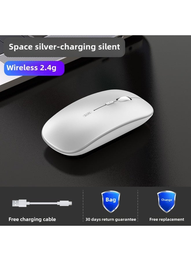 Wireless Bluetooth Mouse Silent Charging Notebook Desktop Computer Office Unlimited Suitable For Lenovo Dell Asus-Specifications:Space Silver/wireless Version