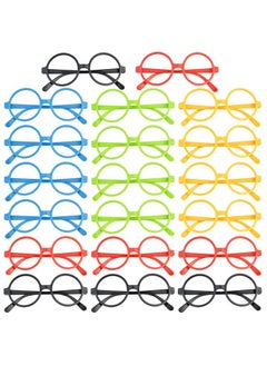 obmwang 20 Pack Colorful Wizard Glasses Round Glasses Frame No Lenses For Birthday Halloween Costume Dress Up Party Favors  - Image 1