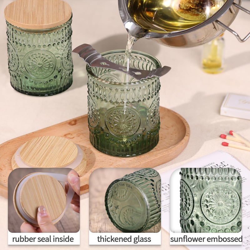 DARJEN 10 Pack Green Candle Jars for Making Candles- 7.5 OZ Empty Glass Candle Making Jars with Bamboo Lids and Labels, Candle Containers Candle Making Jars for DIY Gifts - Image 3