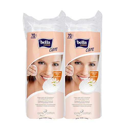 Bella Cotton Pads - 70pcs | Pack of 2 | D- Panthenol & Orange Blossom Extract | Soothes skin | Makeup Removal & Cleansing Pads | Skin friednly | Soft & Gentle| Daily use - Image 1