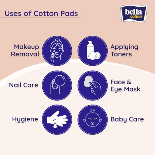 Bella Cotton Pads - 70pcs | Pack of 2 | D- Panthenol & Orange Blossom Extract | Soothes skin | Makeup Removal & Cleansing Pads | Skin friednly | Soft & Gentle| Daily use - Image 3