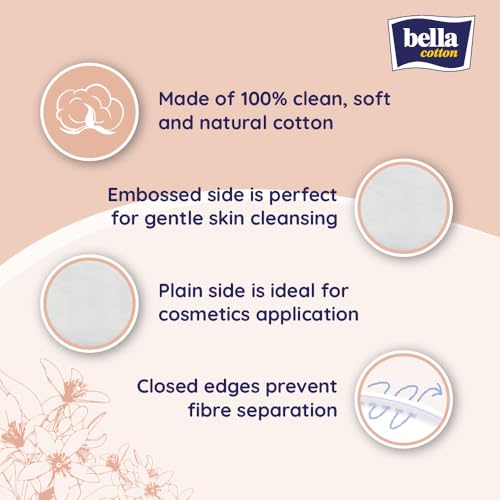 Bella Cotton Pads - 70pcs | Pack of 2 | D- Panthenol & Orange Blossom Extract | Soothes skin | Makeup Removal & Cleansing Pads | Skin friednly | Soft & Gentle| Daily use - Image 2