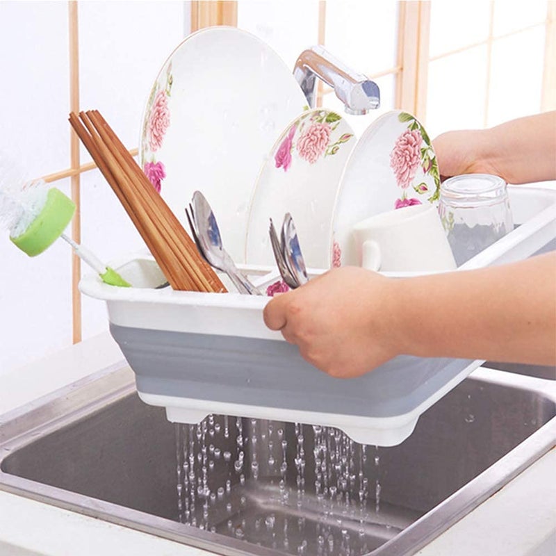 COLBEX Collapsible Dish Drying Rack Foldable Dish Rack Portable Dish Drainers for Kitchen Counter Collapsible Over The Sink Dish Drainer Drying Rack for RV Camping Marine Dish Tub and Washing Basin - Image 4