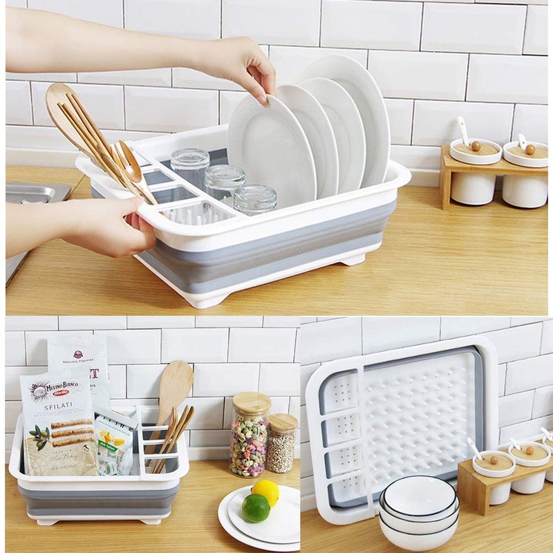 COLBEX Collapsible Dish Drying Rack Foldable Dish Rack Portable Dish Drainers for Kitchen Counter Collapsible Over The Sink Dish Drainer Drying Rack for RV Camping Marine Dish Tub and Washing Basin - Image 5