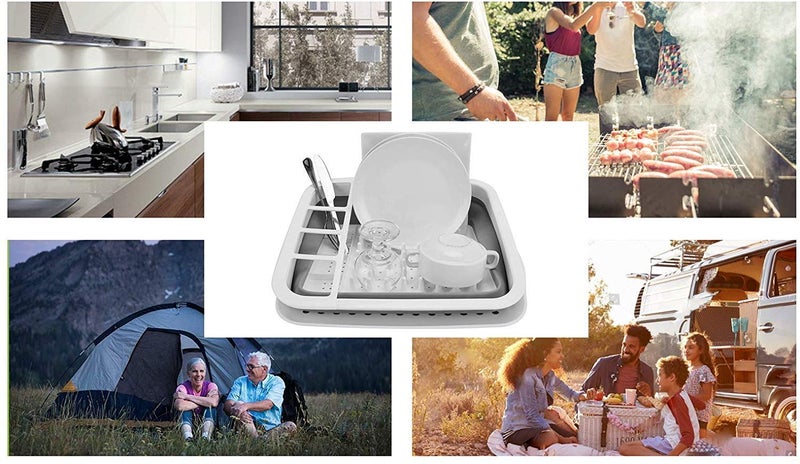 COLBEX Collapsible Dish Drying Rack Foldable Dish Rack Portable Dish Drainers for Kitchen Counter Collapsible Over The Sink Dish Drainer Drying Rack for RV Camping Marine Dish Tub and Washing Basin - Image 3
