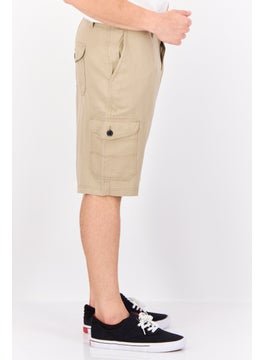 Threadbare Men Plain Cargo Shorts, Beige  - Image 2