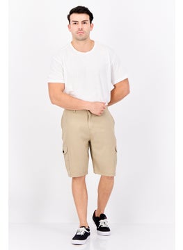 Threadbare Men Plain Cargo Shorts, Beige  - Image 4