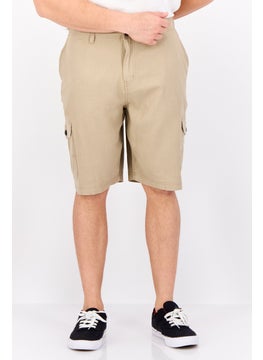Threadbare Men Plain Cargo Shorts, Beige  - Image 1