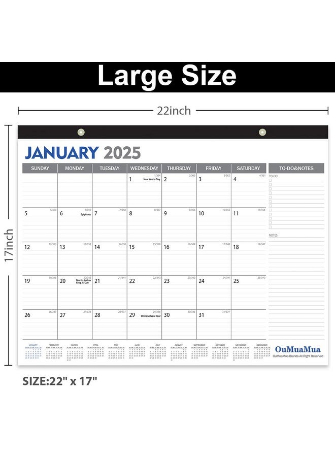 Large Desk Calendar 2025-18 Months From Jan. 2025 Through June. 2026, 22 X 17 Inches Desktop Wall Calendar With Julian Date To-Do & Notes, Corner Protectors For School Home Office