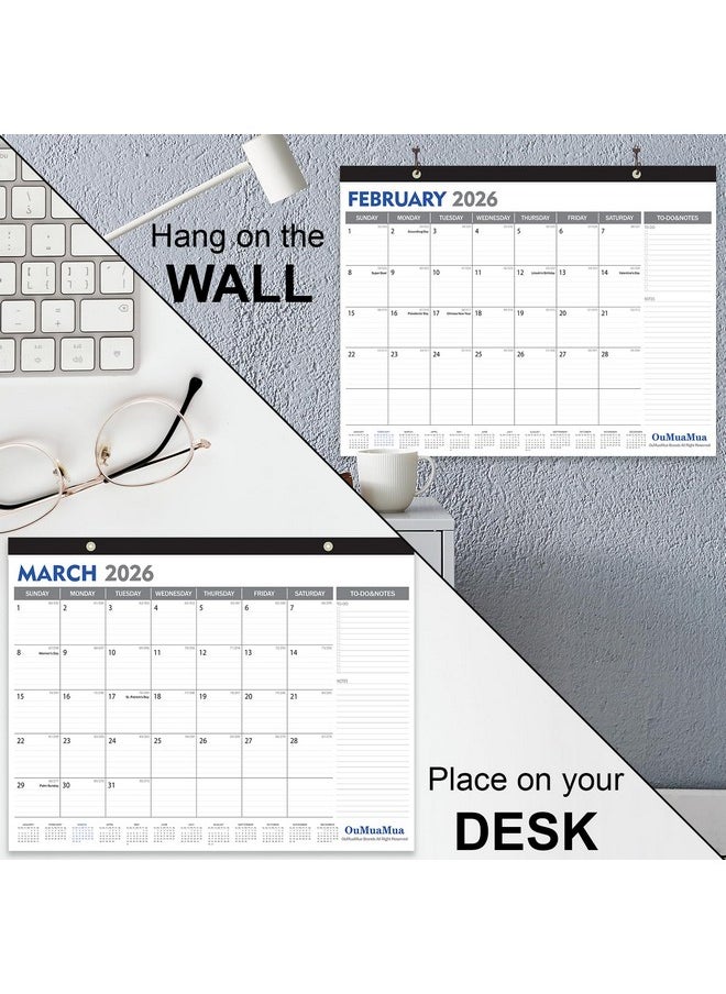 Large Desk Calendar 2025-18 Months From Jan. 2025 Through June. 2026, 22 X 17 Inches Desktop Wall Calendar With Julian Date To-Do & Notes, Corner Protectors For School Home Office