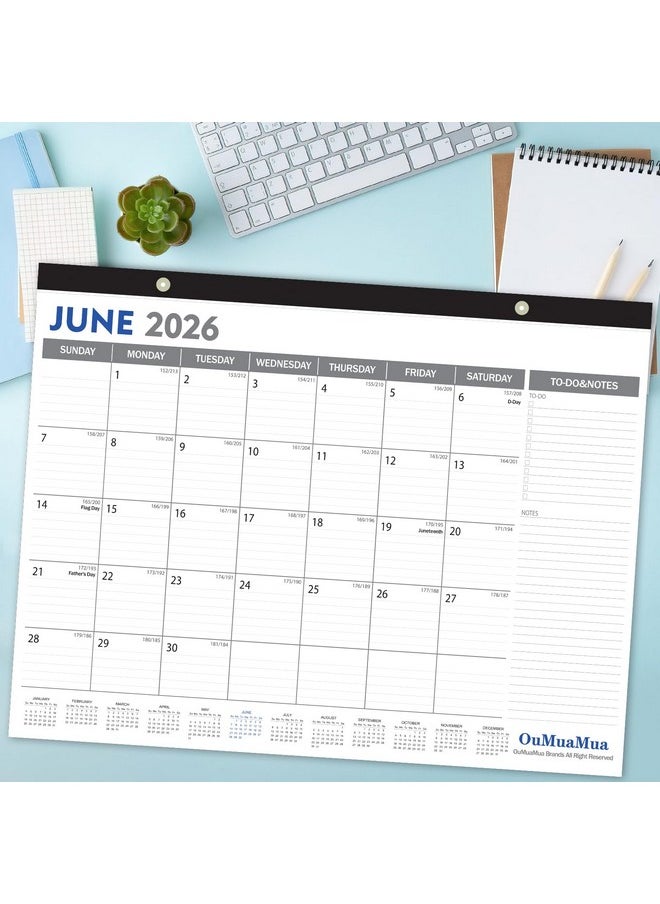 Large Desk Calendar 2025-18 Months From Jan. 2025 Through June. 2026, 22 X 17 Inches Desktop Wall Calendar With Julian Date To-Do & Notes, Corner Protectors For School Home Office