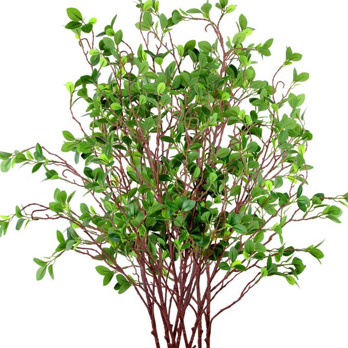 9 PACK 45 ARTIFICIAL FICUS STEMS FAUX GREEN FICUS BRANCHES LEAF STEM FAKE GREEN BUSHES SHRUBS FOR VASE FILLER HOME WEDDING OFFICE DECOR