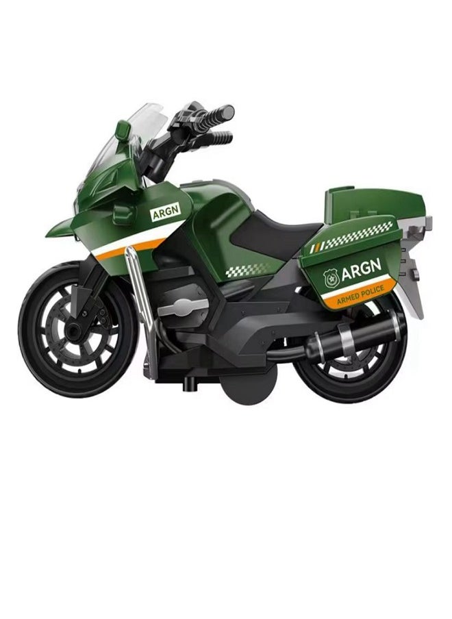 die cast Police Motorcycle,Pull Back Motorcycle Toy, 1:12 Motorcycle Model for Kids,Pull Back Motorcycle - Emergency Vehicle Design Toys (Green & Black)  - Image 2