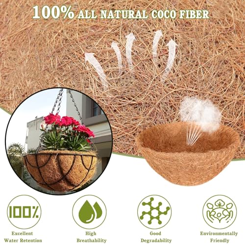 COIR GARDEN Coco Fiber Liner Hanging Planter Coir Pots Basket (Brown, 8 Inch) - 6 Pieces - Image 3